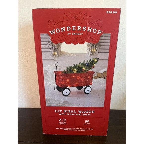 Wondershop Lit Sisal Christmas with Clear Mini Bulbs Wagon - Picture 1 of 4